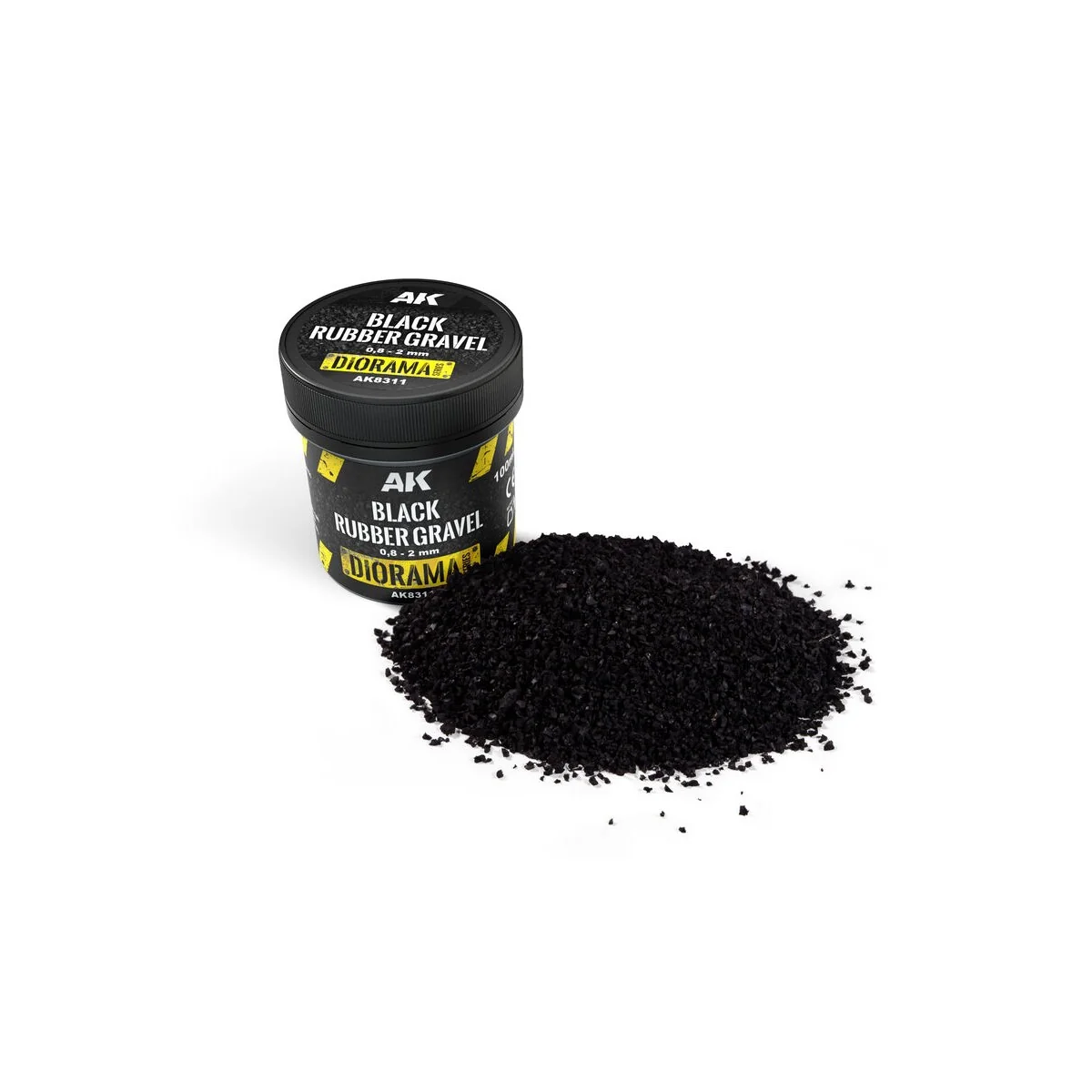 BLACK RUBBER GRAVEL 0, 8-2MM - AK Interactive AK8311 BLACK RUBBER GRAVEL 0, 8-2MM - AK Interactive AK8311