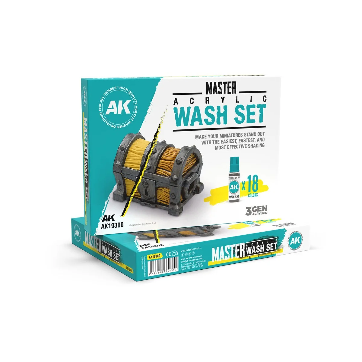 MASTER ACRYLIC WASH SET FULL RANGE 18 COLORS - AK Interactive AK19300 MASTER ACRYLIC WASH SET FULL RANGE 18 COLORS - AK Interactive AK19300