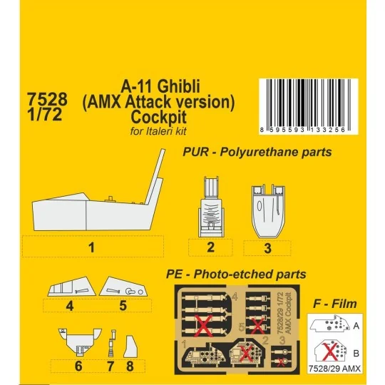 A-11 Ghibli (AMX Attack version) Cockpit, 1/72 - CMK 129-7528 A-11 Ghibli (AMX Attack version) Cockpit, 1/72 - CMK 129-7528