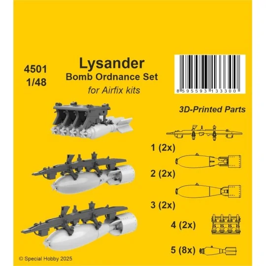 Lysander Bomb Ordnance Set for Airfix, 1/48 - CMK 129-4501 Lysander Bomb Ordnance Set for Airfix, 1/48 - CMK 129-4501
