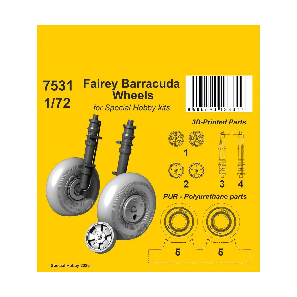 Fairey Barracuda Wheels for Special Hobby, 1/72 - CMK 129-7531 Fairey Barracuda Wheels for Special Hobby, 1/72 - CMK 129-7531