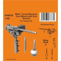M5A1 Turret Machine Gun Mount and Gun Barrels, 1/48 - CMK 129-P48035