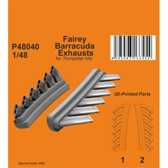 Fairey Barracuda Exhausts for Trumpeter, 1/48 - CMK 129-P48040 Fairey Barracuda Exhausts for Trumpeter, 1/48 - CMK 129-P48040
