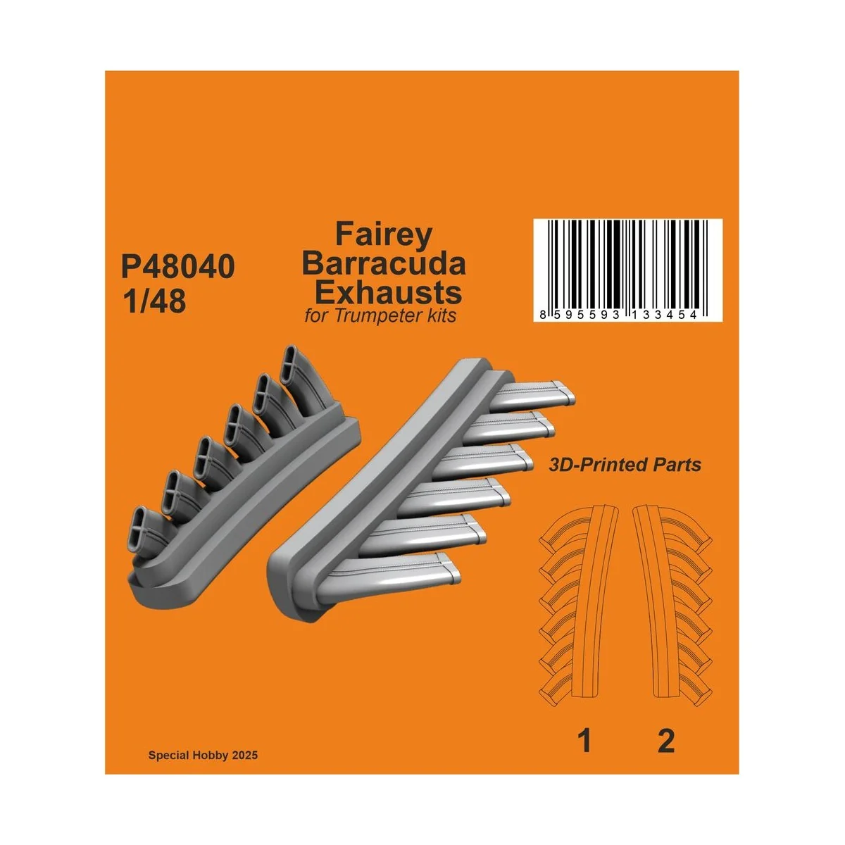 Fairey Barracuda Exhausts for Trumpeter, 1/48 - CMK 129-P48040 Fairey Barracuda Exhausts for Trumpeter, 1/48 - CMK 129-P48040