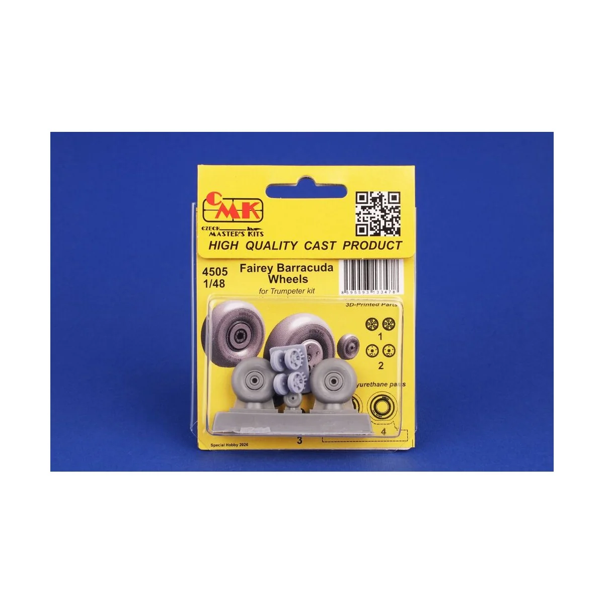 Fairey Barracuda Wheels for Trumpeter, 1/48 - CMK 129-4505 Fairey Barracuda Wheels for Trumpeter, 1/48 - CMK 129-4505