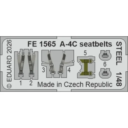 A-4C seatbelts STEEL for Hobby Boss, 1/48 - Eduard Accessories FE1565