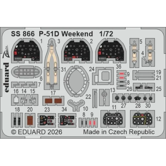 P-51D Weekend for Eduard, 1/72 - Eduard Accessories SS866 P-51D Weekend for Eduard, 1/72 - Eduard Accessories SS866