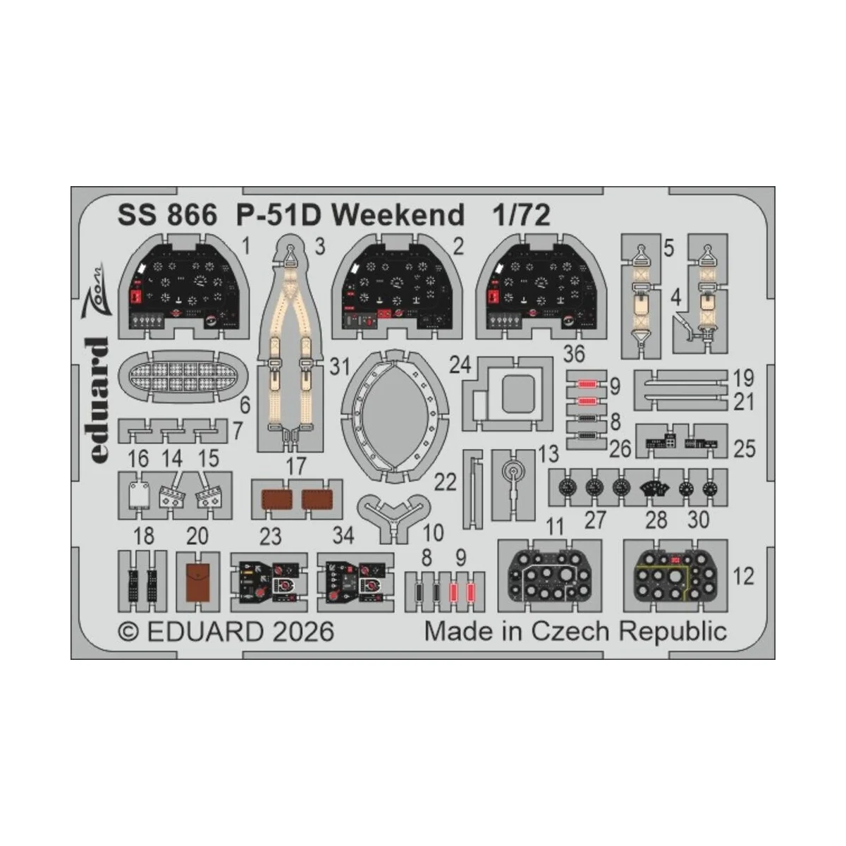 P-51D Weekend for Eduard, 1/72 - Eduard Accessories SS866 P-51D Weekend for Eduard, 1/72 - Eduard Accessories SS866