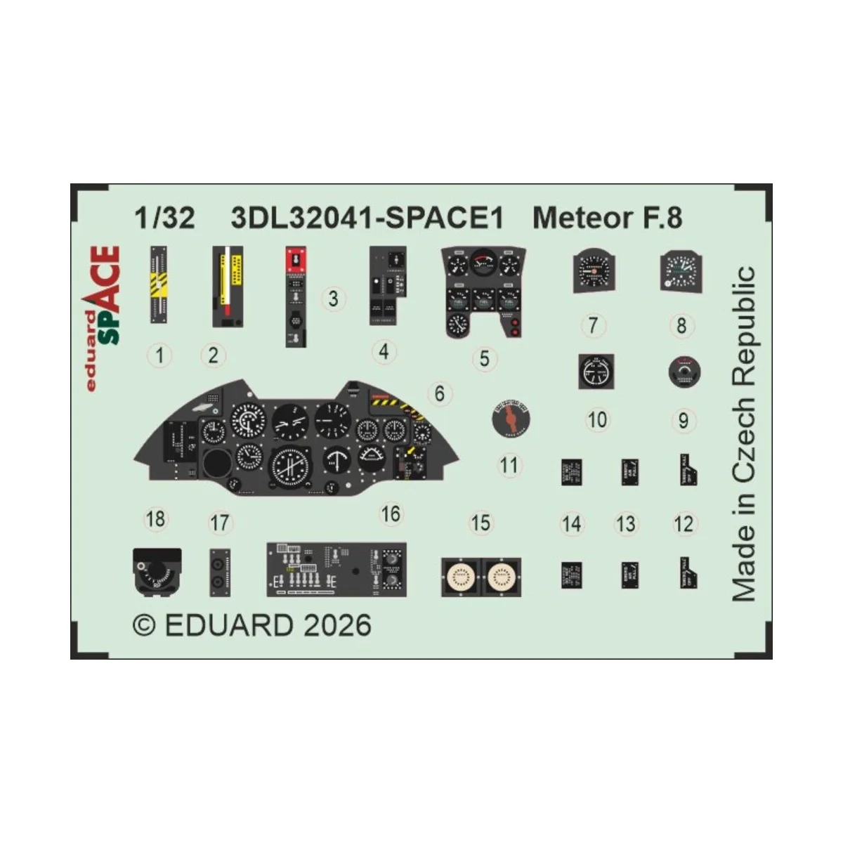 Meteor F.8 SPACE for Revell, 1/32 - Eduard Accessories 3DL32041 Meteor F.8 SPACE for Revell, 1/32 - Eduard Accessories 3DL32041