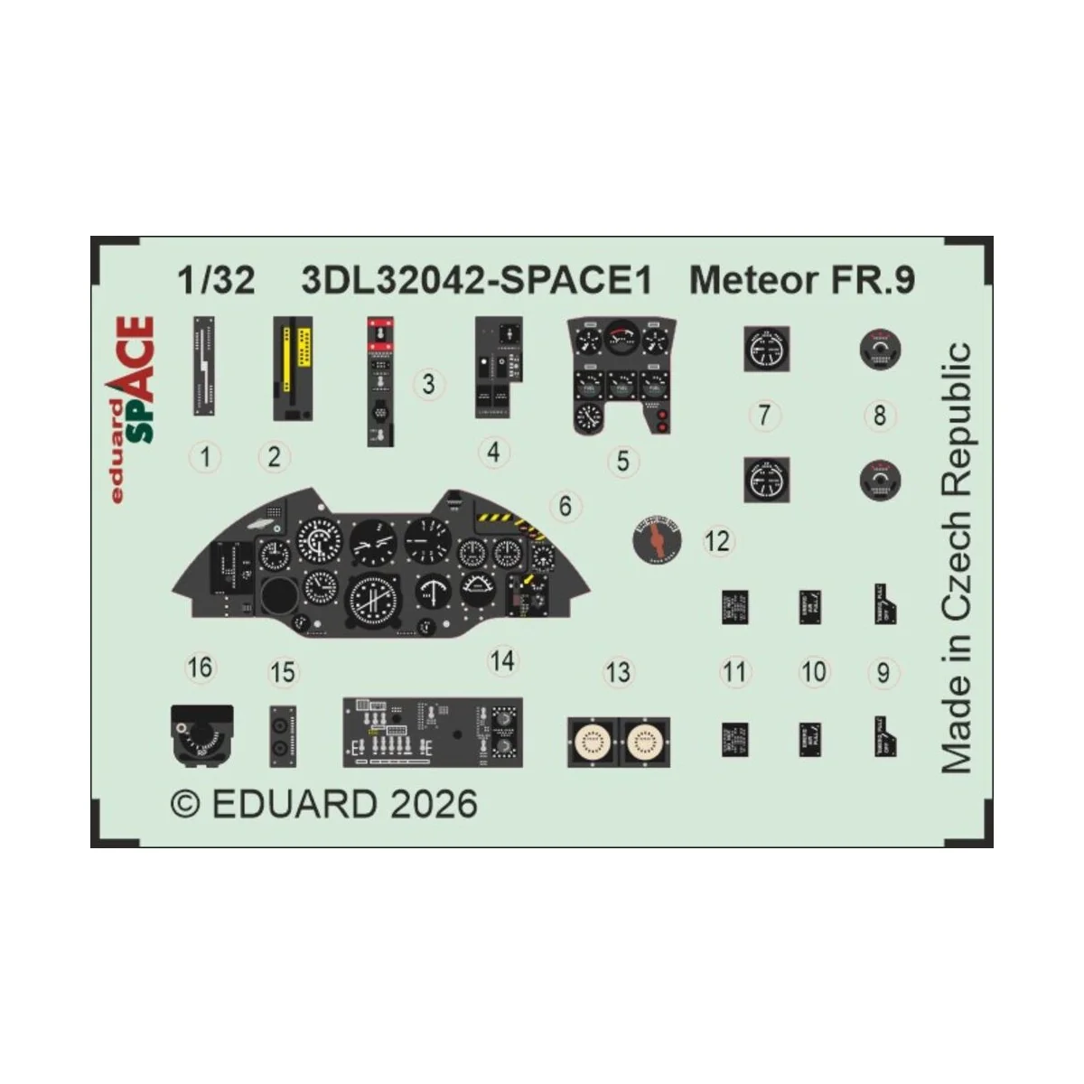 Meteor FR.9 SPACE for Revell, 1/32 - Eduard Accessories 3DL32042 Meteor FR.9 SPACE for Revell, 1/32 - Eduard Accessories 3DL32042