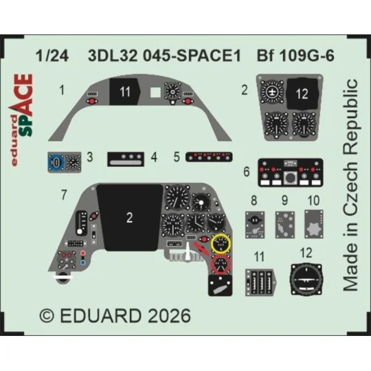 Bf 109G-6 SPACE for Airfix, 1/24 - Eduard Accessories 3DL32045