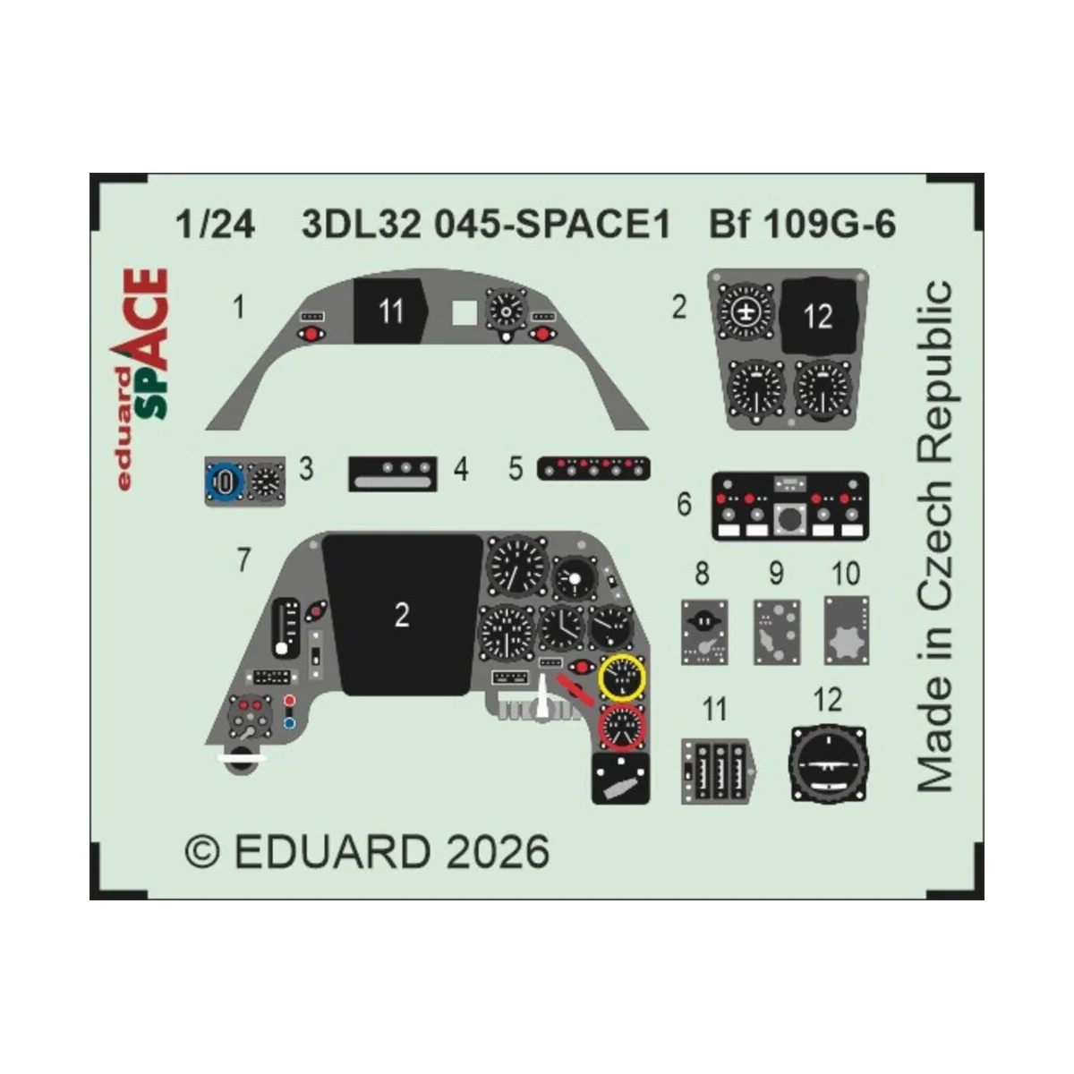 Bf 109G-6 SPACE for Airfix, 1/24 - Eduard Accessories 3DL32045