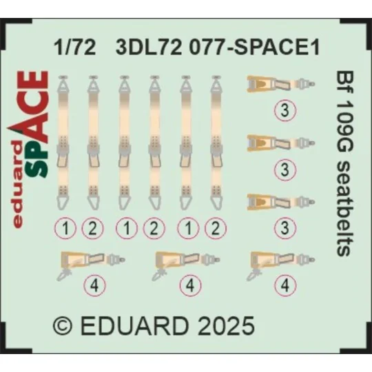 Bf 109G seatbelts SPACE, 1/72 - Eduard Accessories 3DL72077
