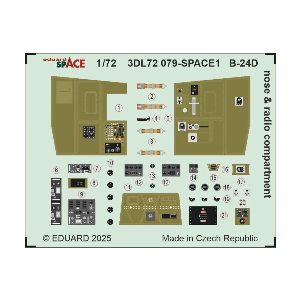 B-24D nose & radio compartment SPACE for Airfix, 1/72 - Eduard Acce...