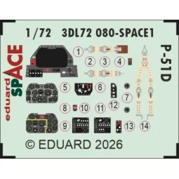 P-51D SPACE for Arma Hobby, 1/72 - Eduard Accessories 3DL72080