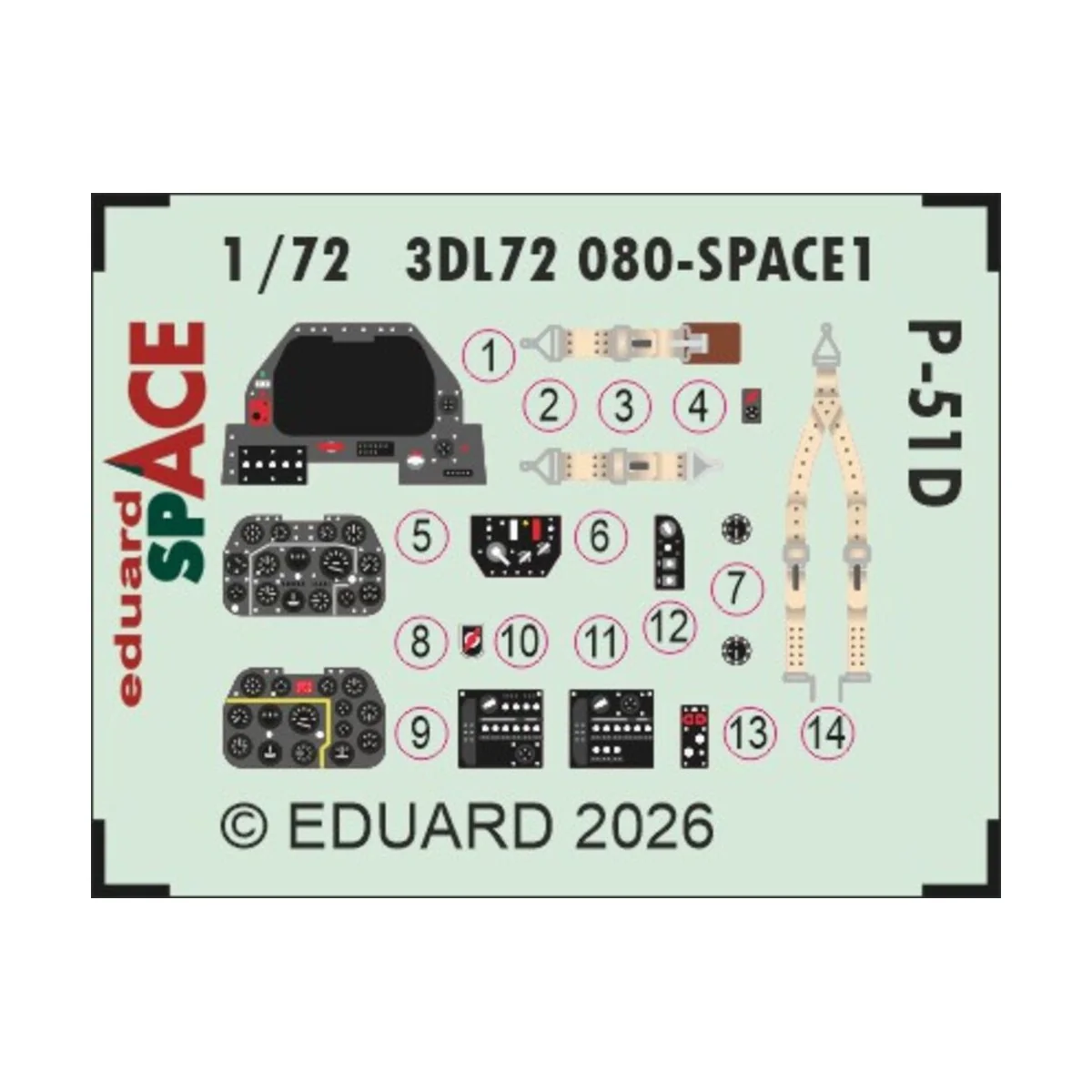 P-51D SPACE for Arma Hobby, 1/72 - Eduard Accessories 3DL72080
