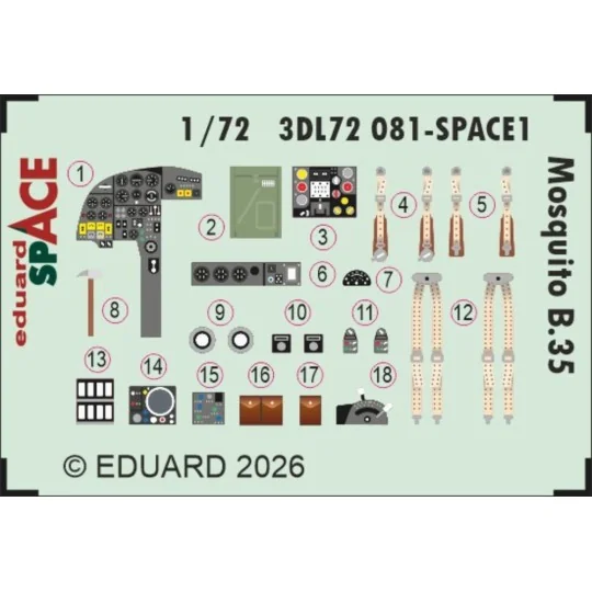 Mosquito B.35 SPACE for Airfix, 1/72 - Eduard Accessories 3DL72081 Mosquito B.35 SPACE for Airfix, 1/72 - Eduard Accessories 3DL72081