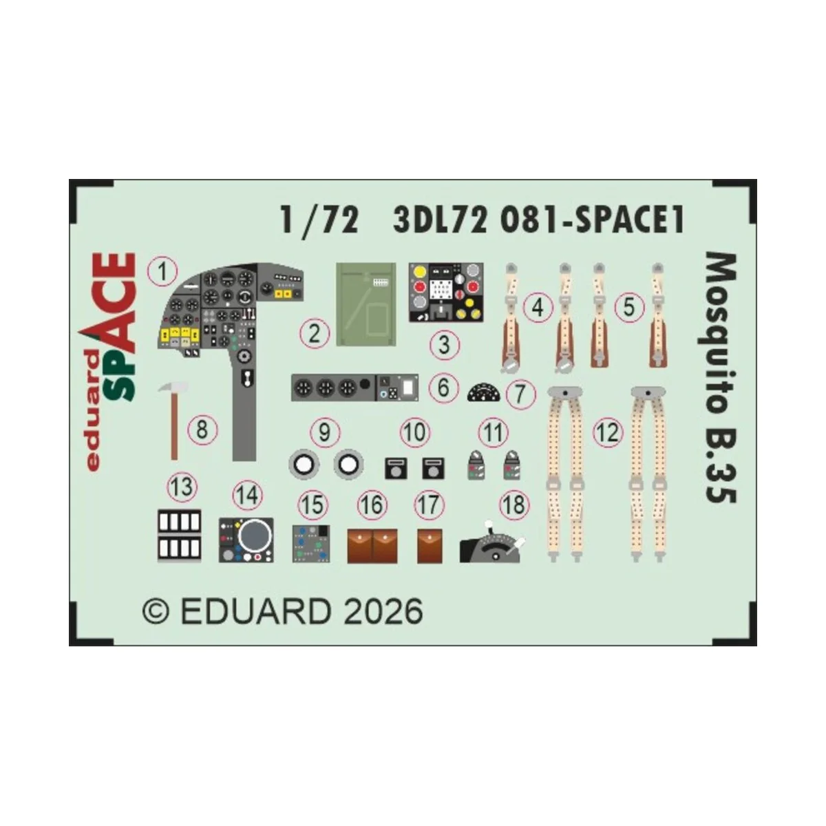 Mosquito B.35 SPACE for Airfix, 1/72 - Eduard Accessories 3DL72081 Mosquito B.35 SPACE for Airfix, 1/72 - Eduard Accessories 3DL72081