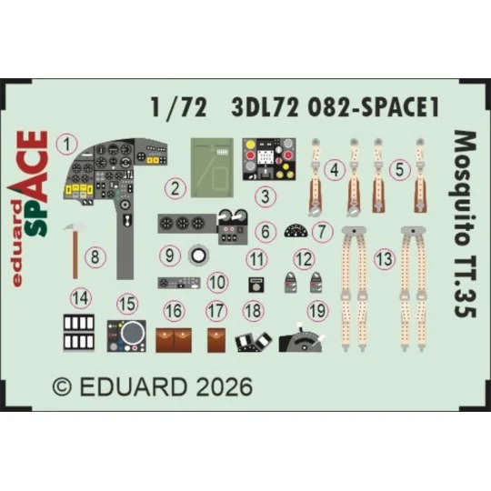 Mosquito TT.35 SPACE for Airfix, 1/72 - Eduard Accessories 3DL72082