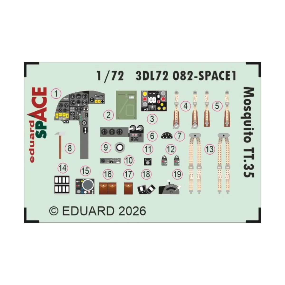 Mosquito TT.35 SPACE for Airfix, 1/72 - Eduard Accessories 3DL72082