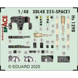 Hs 129B SPACE for Takom, 1/48 - Eduard Accessories 3DL48255