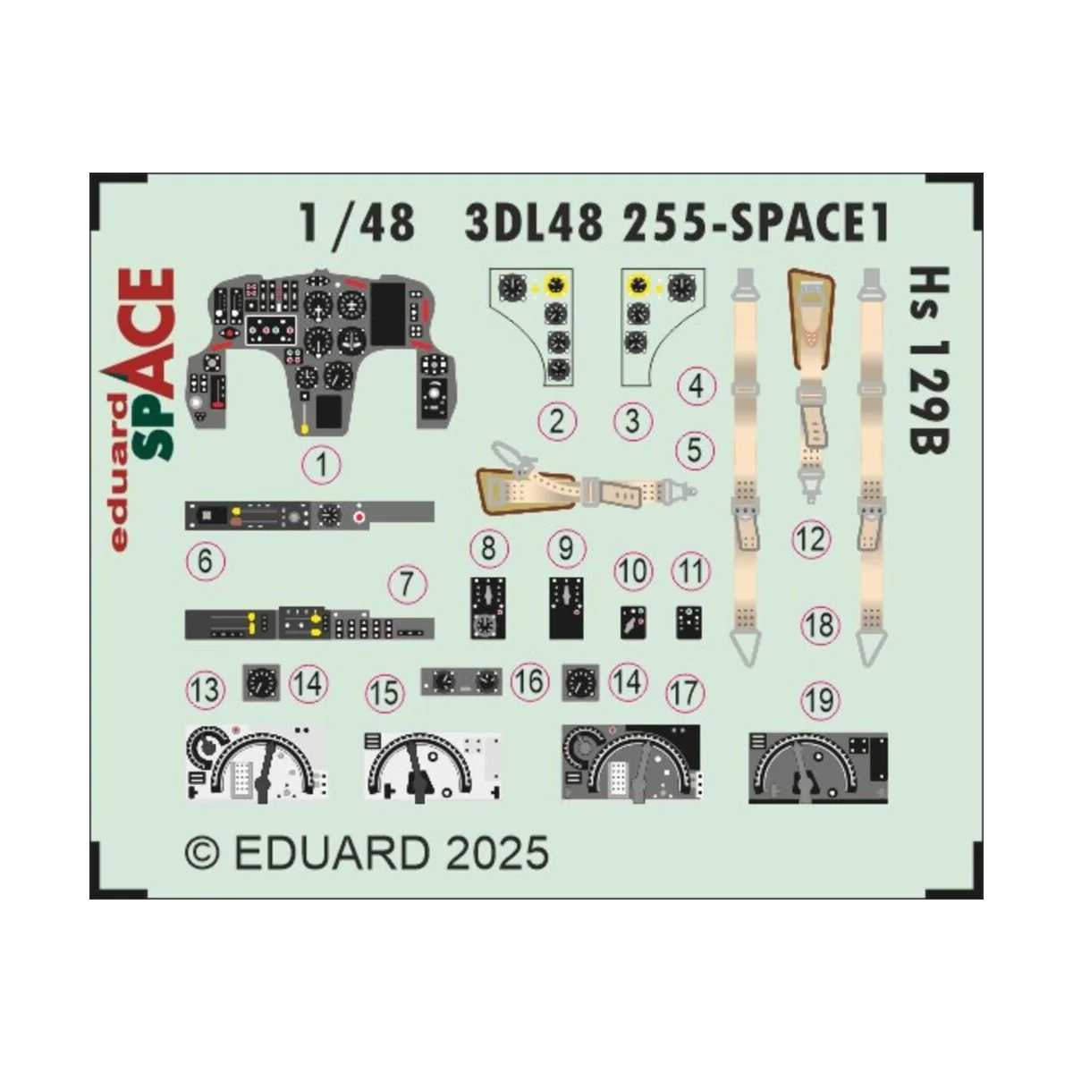 Hs 129B SPACE for Takom, 1/48 - Eduard Accessories 3DL48255