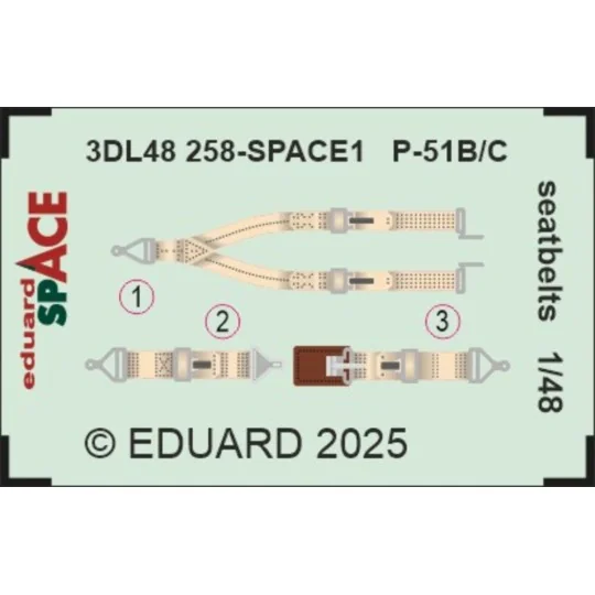 P-51B/C seatbelts SPACE, 1/48 - Eduard Accessories 3DL48258 P-51B/C seatbelts SPACE, 1/48 - Eduard Accessories 3DL48258