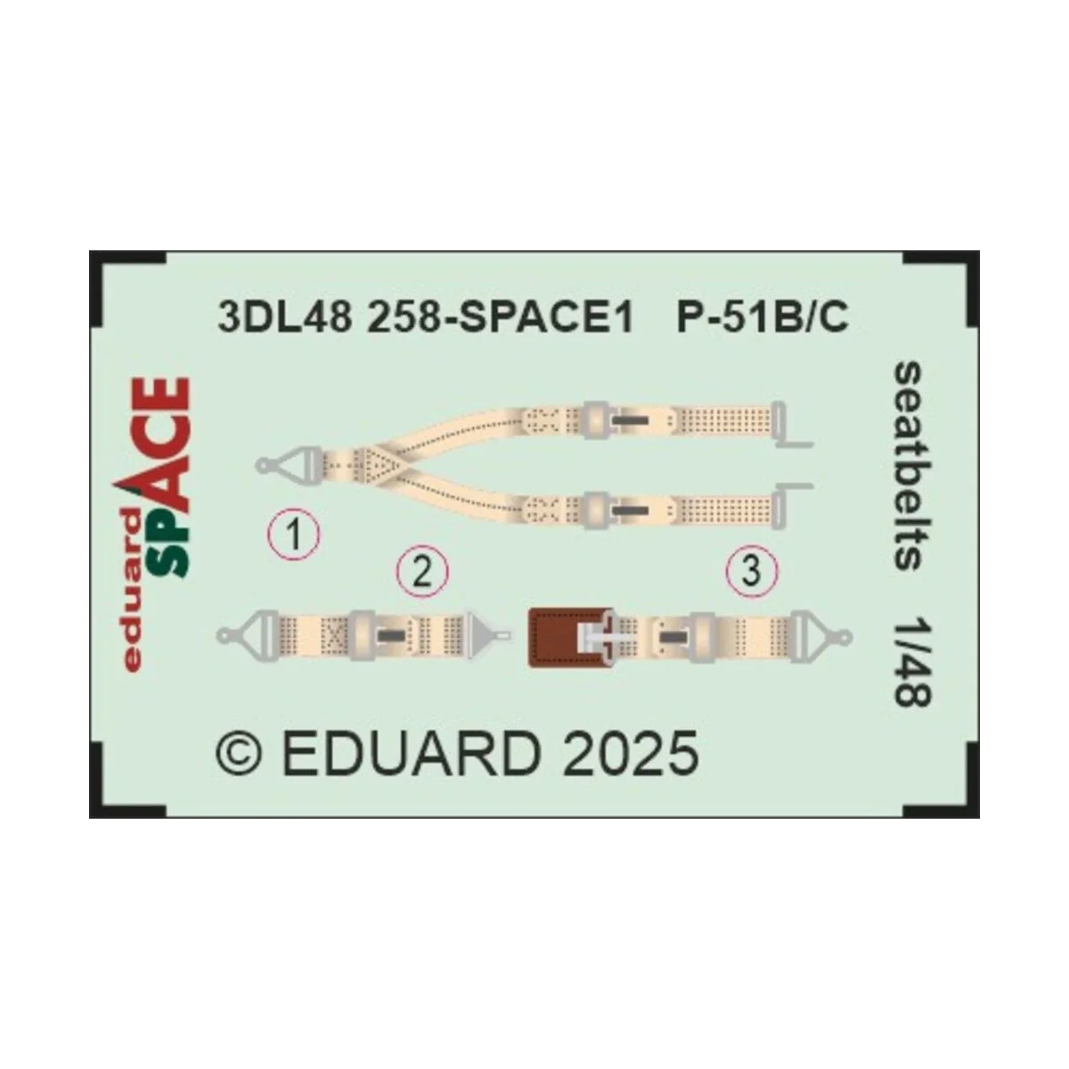 P-51B/C seatbelts SPACE, 1/48 - Eduard Accessories 3DL48258 P-51B/C seatbelts SPACE, 1/48 - Eduard Accessories 3DL48258