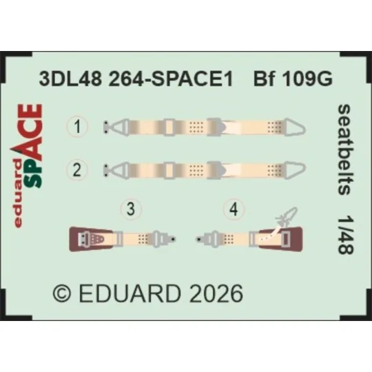 Bf 109G seatbelts SPACE, 1/48 - Eduard Accessories 3DL48264 Bf 109G seatbelts SPACE, 1/48 - Eduard Accessories 3DL48264