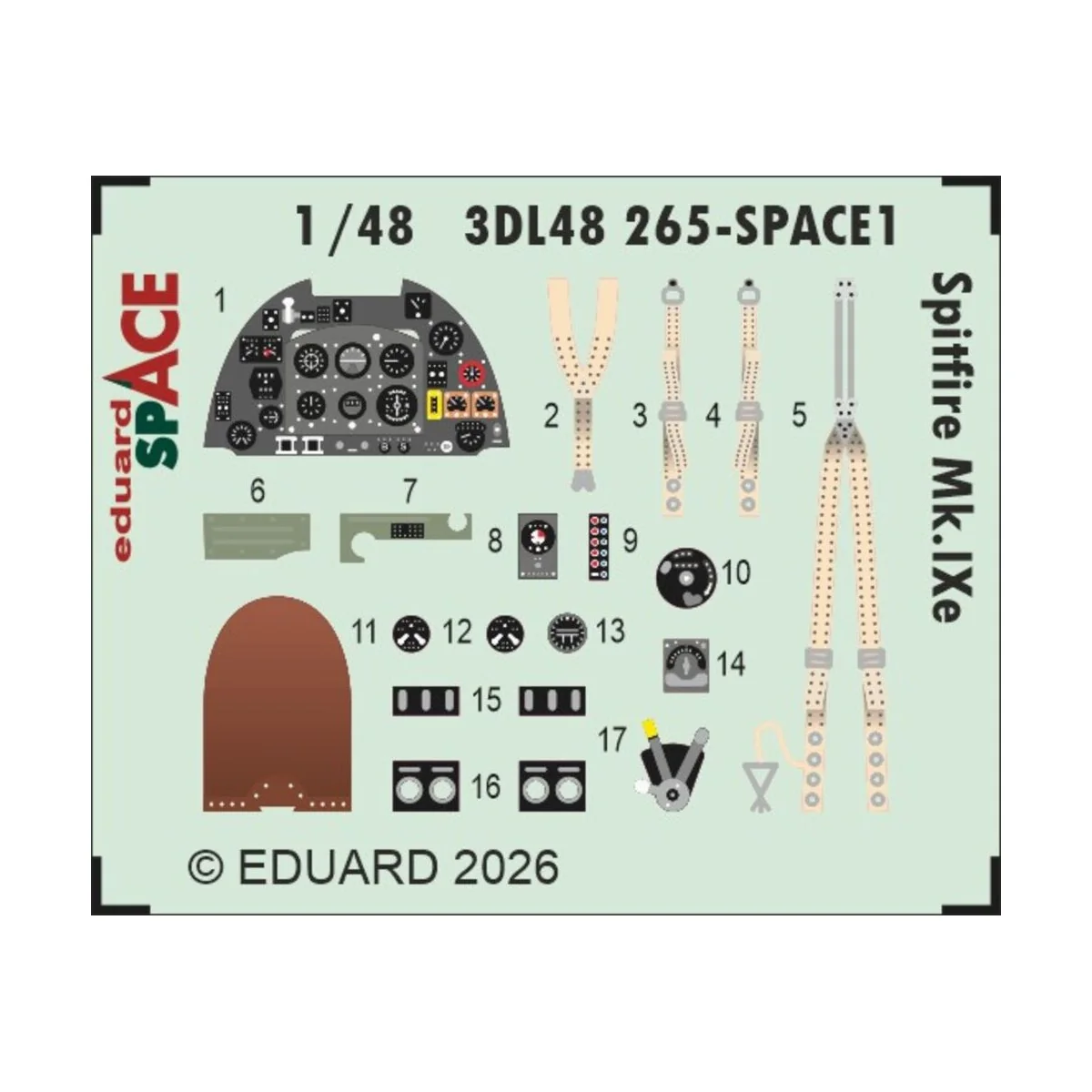 Spitfire Mk.IXe SPACE for Airfix, 1/48 - Eduard Accessories 3DL48265