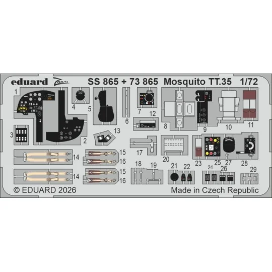Mosquito TT.35 for Airfix, 1/72 - Eduard Accessories SS865 Mosquito TT.35 for Airfix, 1/72 - Eduard Accessories SS865