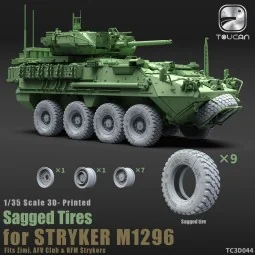 3D-Printed Sagged Tires for STRYKER M1296, 1/35 - Toucan Model TC3D044
