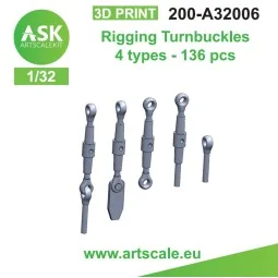 Rigging Turnbuckles - 4 types, 1/32 - Art Scale Kit 200-A32006