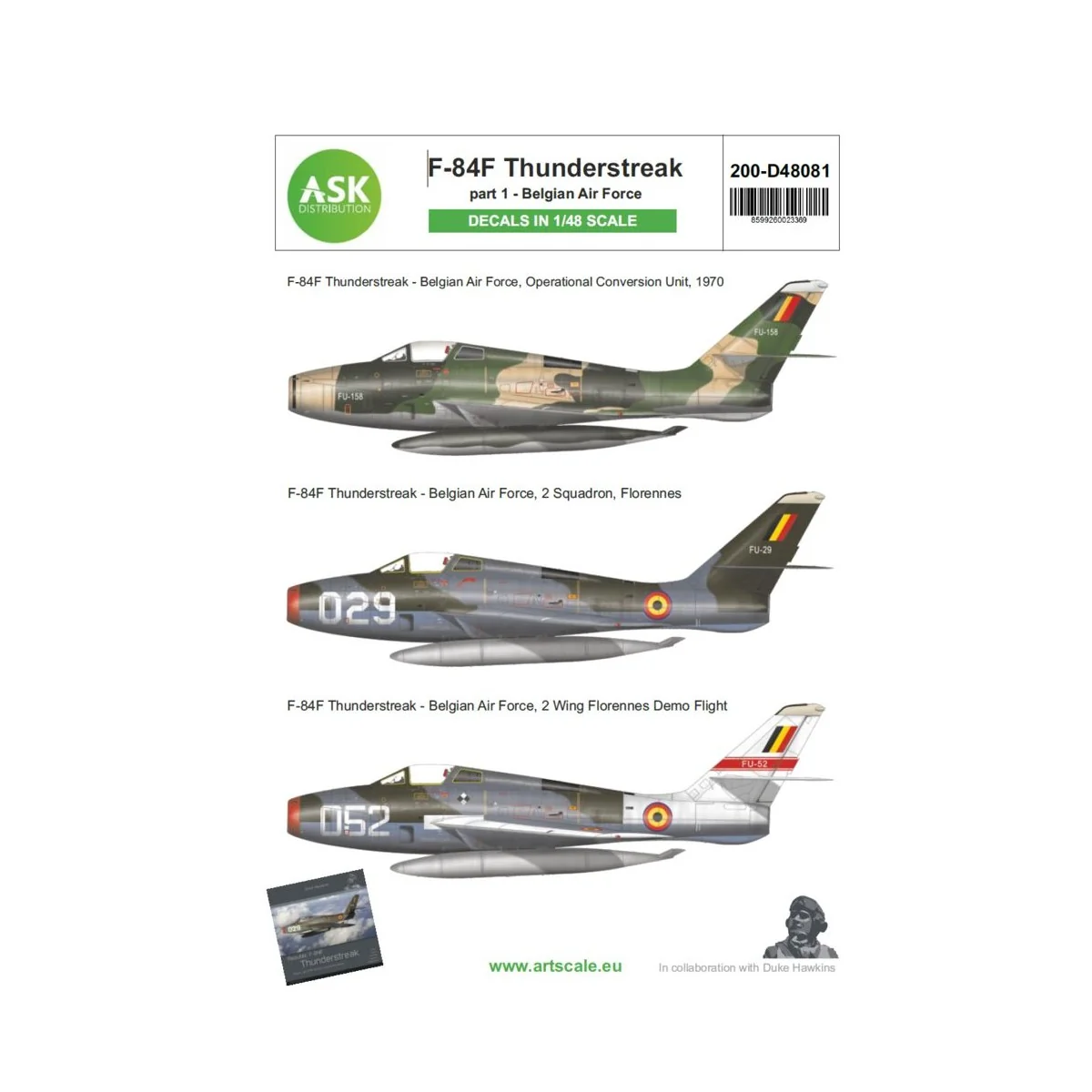 F-84F Thunderstreak part 1 - Belgian Air Force, 1/48 - Art Scale Ki...