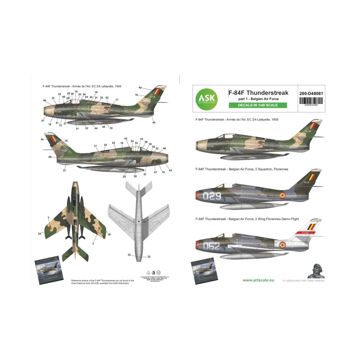 F-84F Thunderstreak part 1 - Belgian Air Force, 1/48 - Art Scale Ki...