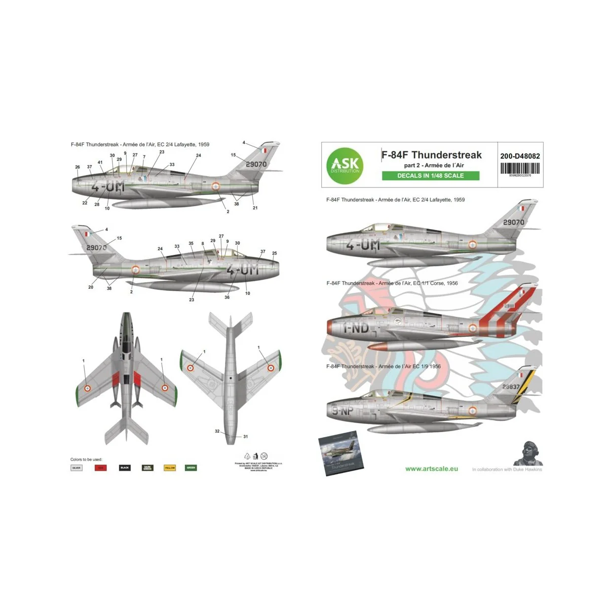 F-84F Thunderstreak part 2 - Armée de l´Air, 1/48 - Art Scale Kit 2...
