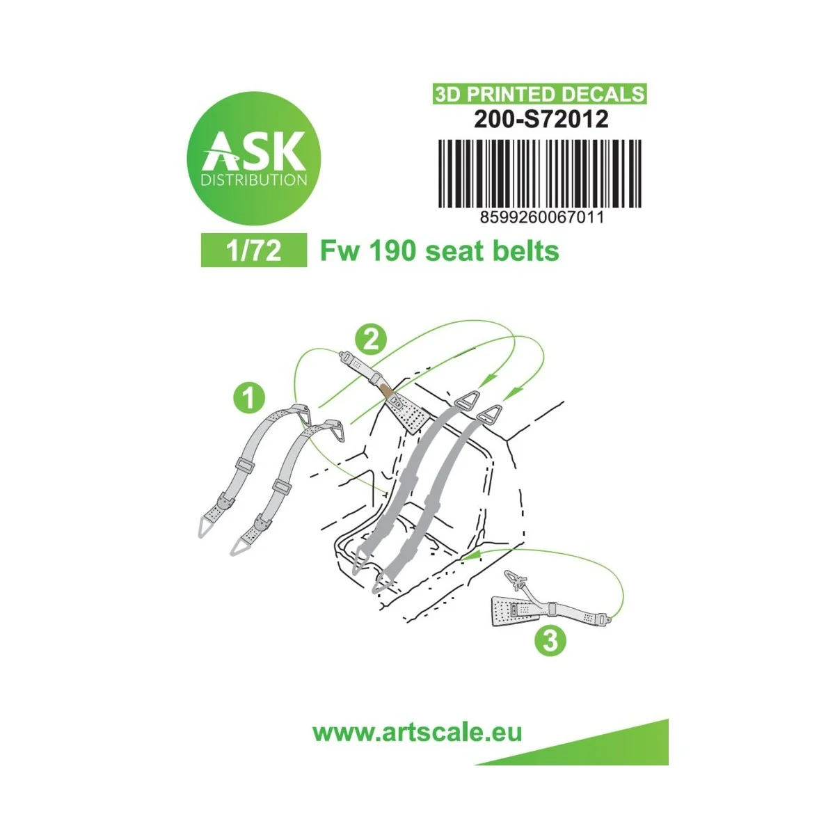 Fw 190 - 3D printed decals by ASK, 1/72 - Art Scale Kit 200-S72012