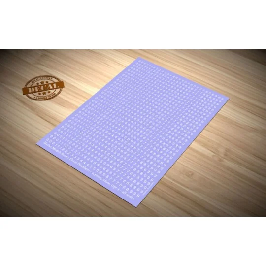 Decal Numbers - 2.5mm, white, type 1 - Matho Models 80050