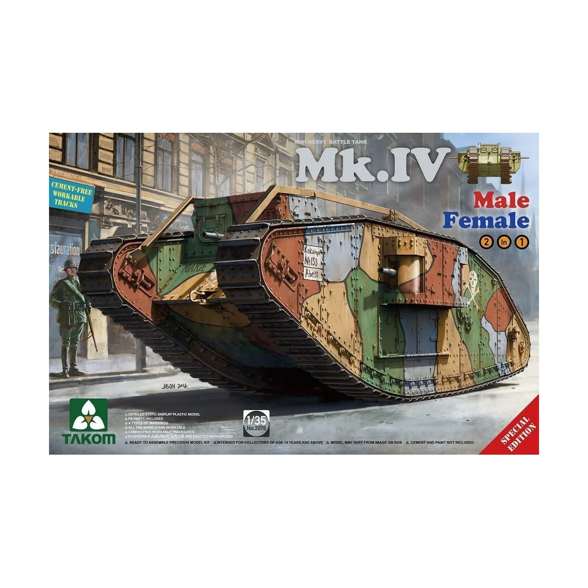 WWI Heavy BattleT. Mk.IV2in1(with new decal /cement-free workable t...
