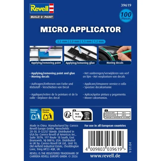 Micro Applicator / 100pcs / 2, 5mm / 2, 0mm / 1, 5mm - Revell 39619 Micro Applicator / 100pcs / 2, 5mm / 2, 0mm / 1, 5mm - Revell 39619