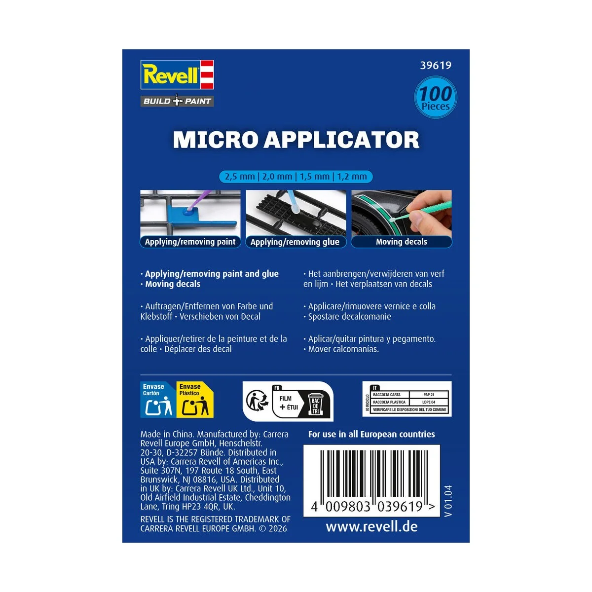 Micro Applicator / 100pcs / 2, 5mm / 2, 0mm / 1, 5mm - Revell 39619 Micro Applicator / 100pcs / 2, 5mm / 2, 0mm / 1, 5mm - Revell 39619