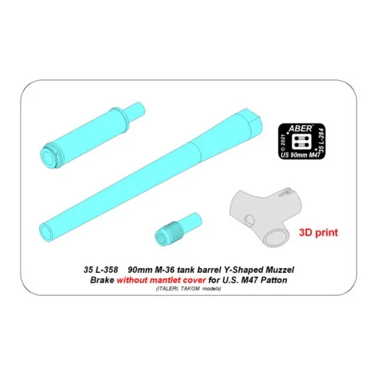 90 mm barrel Y-Shaped Muzzel Brake without mantlet for M47, 1/35 - ...