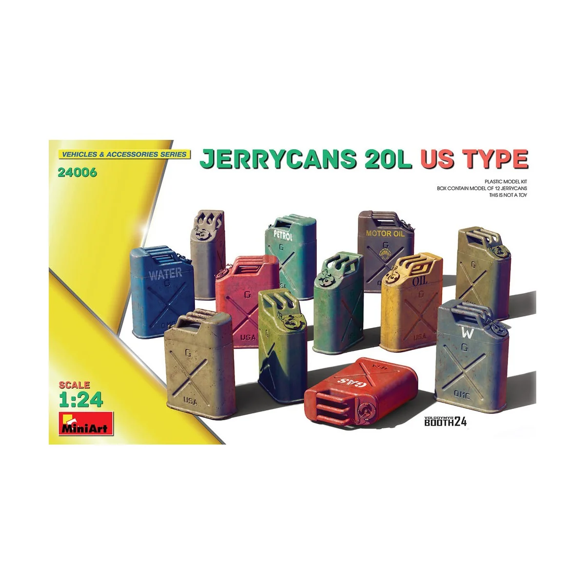 Jerrycans 20L US Type, 1/24 - MiniArt 24006