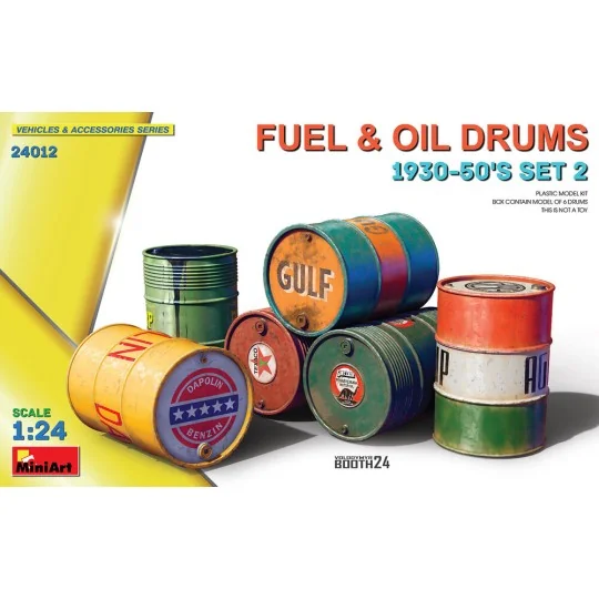 Fuel & Oil Drums 1930-50's Set 2, 1/24 - MiniArt 24012