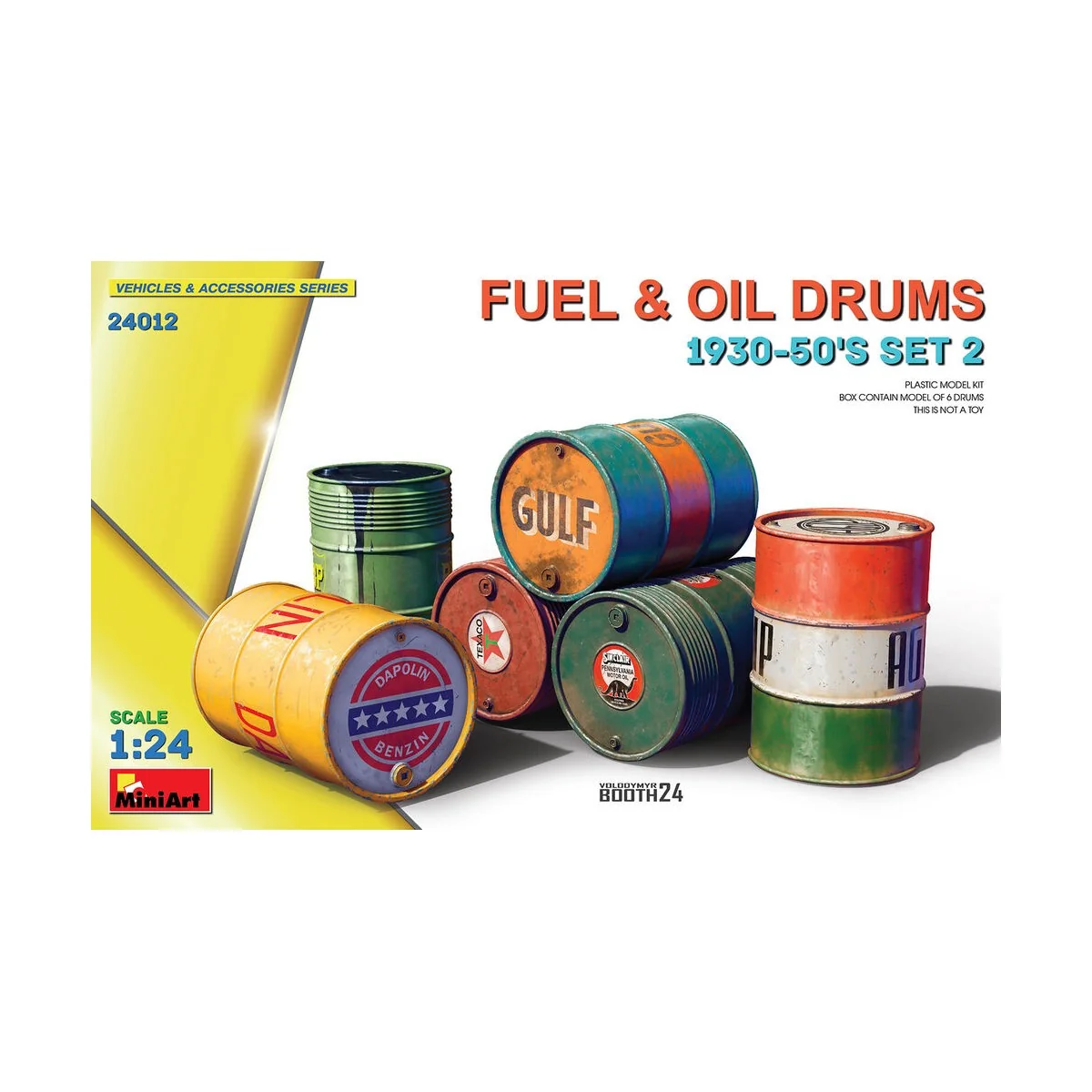 Fuel & Oil Drums 1930-50's Set 2, 1/24 - MiniArt 24012