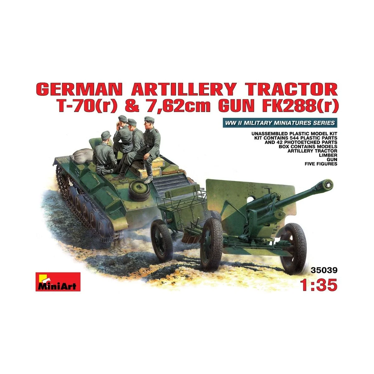 German Artillery Tractor T-70 & Gun FK 288 w/crew, 1/35 - MiniArt 3...