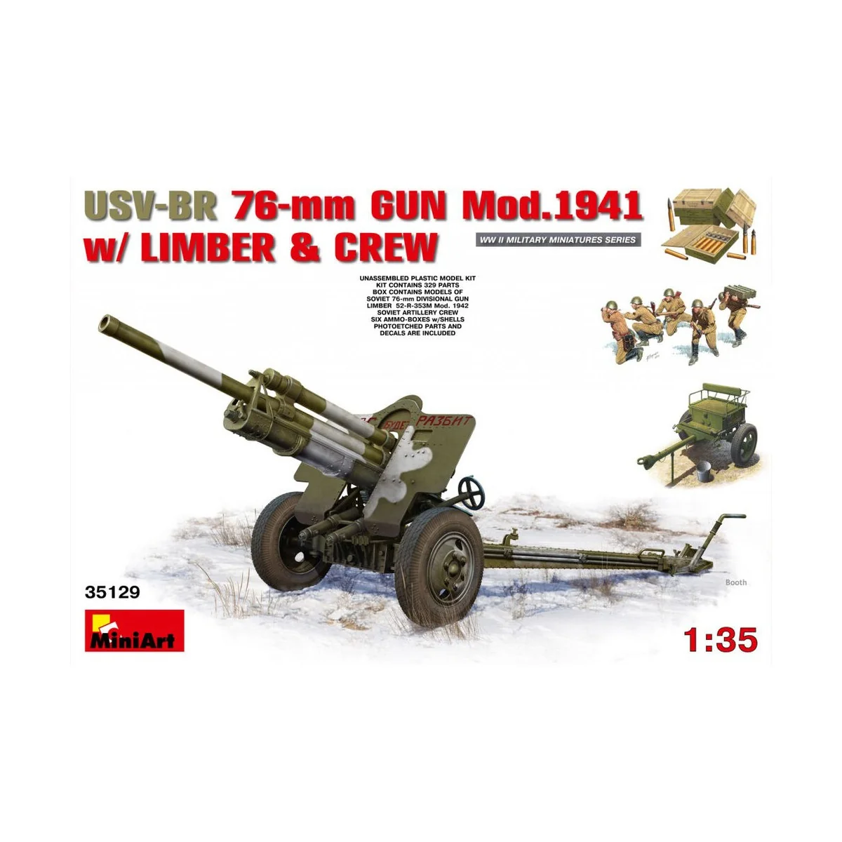 USV-BR 76-mm Gun Mod.1941 w/Limber & Crew, 1/35 - MiniArt 35129
