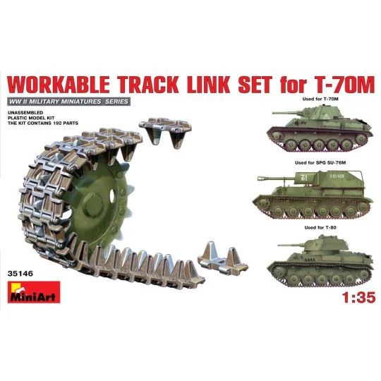 Workable Track Link Set for T-70M Light Tank, 1/35 - MiniArt 35146 Workable Track Link Set for T-70M Light Tank, 1/35 - MiniArt 35146