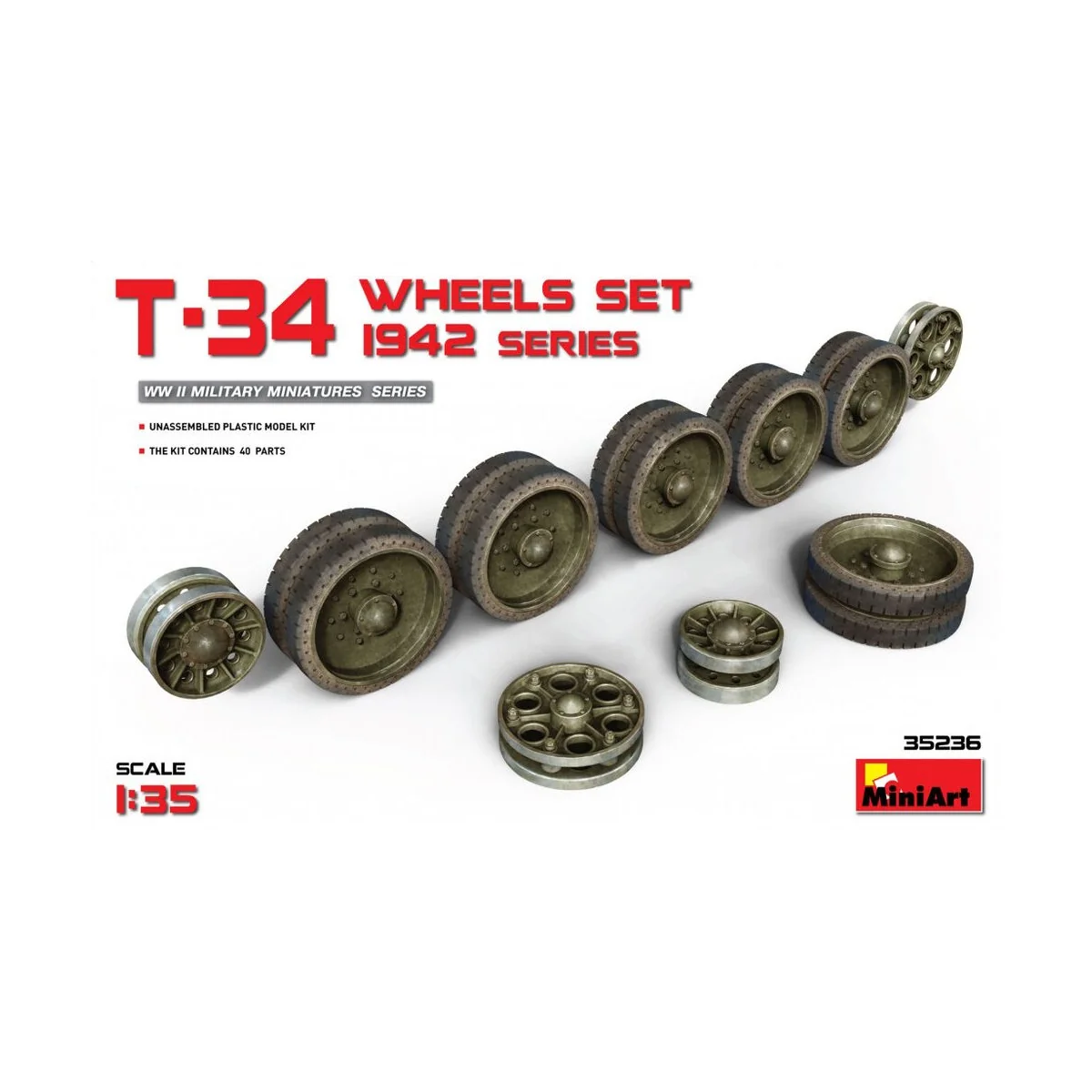 T-34 Wheels Set. 1942 Series, 1/35 - MiniArt 35236 T-34 Wheels Set. 1942 Series, 1/35 - MiniArt 35236
