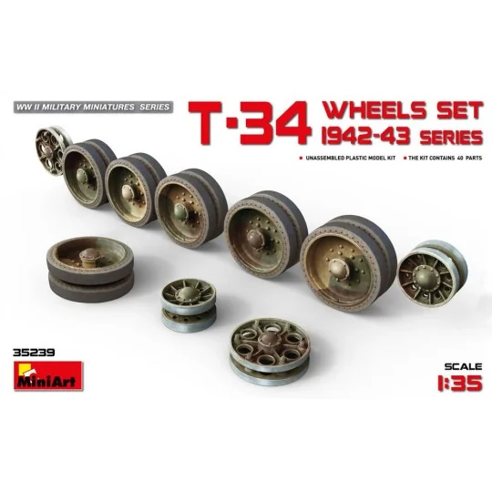 T-34 Wheels Set. 1942-43 Series, 1/35 - MiniArt 35239 T-34 Wheels Set. 1942-43 Series, 1/35 - MiniArt 35239